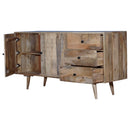 Mid Century Modern Carved Natural Wood Media Console