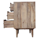 Mid Century Modern Carved Natural Wood Media Console