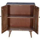 Mid Century Modern Carved Natural Wood 2-Door Cabinet