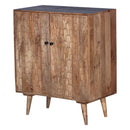 Mid Century Modern Carved Natural Wood 2-Door Cabinet