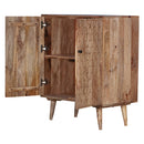 Mid Century Modern Carved Natural Wood 2-Door Cabinet