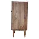 Mid Century Modern Carved Natural Wood 2-Door Cabinet