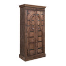 Natural Finish Hand Carved Antique Door Solid Wood Large Bedroom Armoire