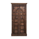 Natural Finish Hand Carved Antique Door Solid Wood Large Bedroom Armoire