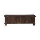 65" Large Teak Wood Bed End Blanket Chest With Iron Accent