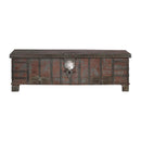 Farmhouse Style 65" Distressed Teak Wood Bed End Blanket Chest
