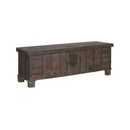 Farmhouse Style 65" Distressed Teak Wood Bed End Blanket Chest