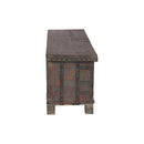 Farmhouse Style 65" Distressed Teak Wood Bed End Blanket Chest