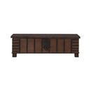 65" Large Teak Wood Bed End Blanket Chest With Iron Accent