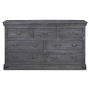 Distressed Charcoal Gray Solid Wood Bedroom Dresser With 7 Drawers