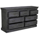 Distressed Charcoal Gray Solid Wood Bedroom Dresser With 7 Drawers