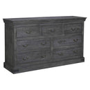 Distressed Charcoal Gray Solid Wood Bedroom Dresser With 7 Drawers