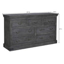 Distressed Charcoal Gray Solid Wood Bedroom Dresser With 7 Drawers