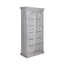 Antique Two Door Distressed White Armoire Bedroom Cabinet