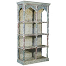 Farmhouse Style Distressed White Caved 72" Tall Display Unit