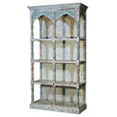 Farmhouse Style Distressed White Caved 72" Tall Display Unit