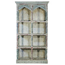 Farmhouse Style Distressed White Caved 72" Tall Display Unit