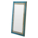 Farmhouse Style Reclaimed Wood Distressed Blue White Vanity Mirror