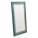 Farmhouse Style Reclaimed Wood Distressed Blue White Vanity Mirror