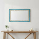 Farmhouse Style Reclaimed Wood Distressed Blue White Vanity Mirror
