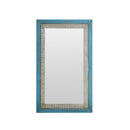 Farmhouse Style Reclaimed Wood Distressed Blue White Vanity Mirror