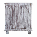 Distressed White 2 Door Small Cabinet With Brass Accents
