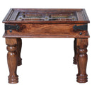 Elegant Solid Wood Side Table With Decorative Brass Accents