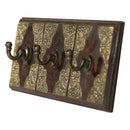 Ornate  3- Hook Wall Panel With Gold Accents
