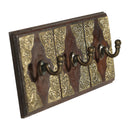 Ornate  3- Hook Wall Panel With Gold Accents