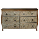 Mid Century Modern Hand Carved 6- Drawers Solid Wood Dresser