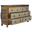 Mid Century Modern Hand Carved 6- Drawers Solid Wood Dresser