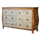 Mid Century Modern Hand Carved 6- Drawers Solid Wood Dresser