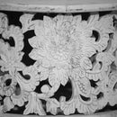 Hand Carved Floral Lattice Solid Wood Distressed Off- White 36" Round Coffee Table