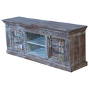Farmhouse Style 59" Long Distressed Solid Wood Low Media Console