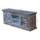 Farmhouse Style 59" Long Distressed Solid Wood Low Media Console