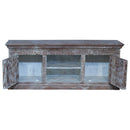 Farmhouse Style 59" Long Distressed Solid Wood Low Media Console