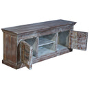 Farmhouse Style 59" Long Distressed Solid Wood Low Media Console
