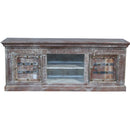Farmhouse Style 59" Long Distressed Solid Wood Low Media Console