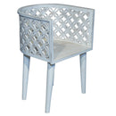 Farmhouse Style Lattice Carved Solid Wood Distressed White Accent Chairs - Set of 2