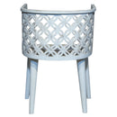 Farmhouse Style Lattice Carved Solid Wood Distressed White Accent Chairs - Set of 2