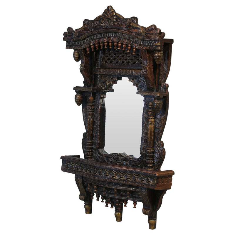 Ornate Hand Carved Solid Wood 54" Tall  "Jharokha" Mirror