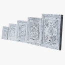 Farmhouse Style Hand Carved Distressed White Solid Wood Panels - Set Of 5