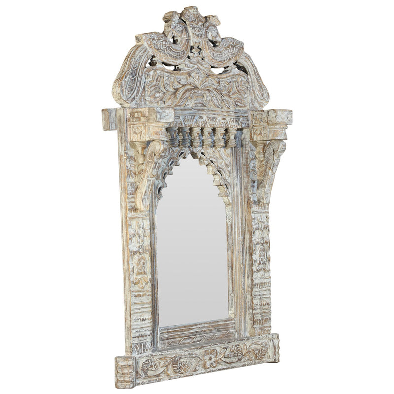 Farmhouse Style Hand Carved Peacocks Decorative Vanity Mirror