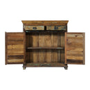 Reclaimed Wood Farmhouse Style 2-Door Narrow Cabinet With Drawers