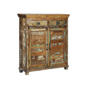 Reclaimed Wood Farmhouse Style 2-Door Narrow Cabinet With Drawers
