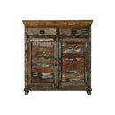 Reclaimed Wood Farmhouse Style 2-Door Narrow Cabinet With Drawers