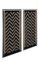 Handmade Black And Brown Natural Woven Jute Wall Art In Metal Frame