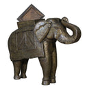 Hand Carved Solid Wood 22" Tall Elephant Statue With Brass Cladding