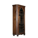 Farmhouse Arched Iron Grill Single Door Wine Bar Armoire with 15 Bottle Holder