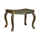Reclaimed Wood Distressed Finished Indoor/ Outdoor Stool With Cabrioie Legs - Set of 2